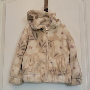 24 MONTH Cream and Gray Floral Hooded Fleece Full Zip 2 Pocket Jacket CARTER'S